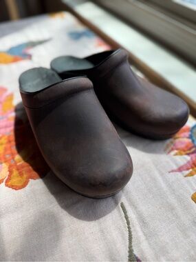 Dansko Brown Oiled Leather Slip-On Clogs